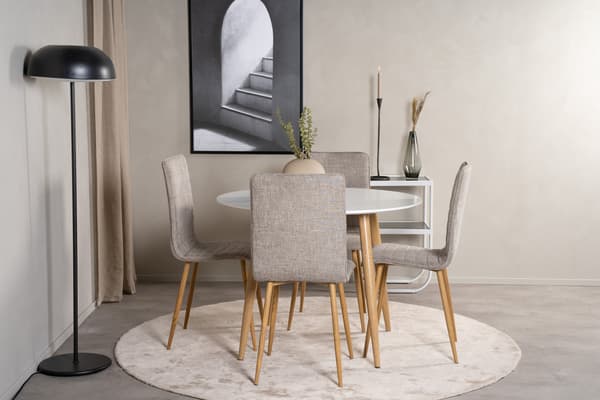 Spisebord og stol sæt 100x75 cm egetræ-look og hvid lys grå