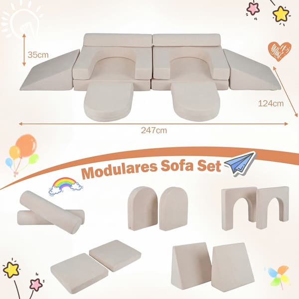 Modulaarinen leikkisohva 10-osainen setti beige