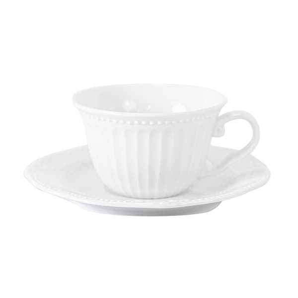 Kopp och fat set Sofia-2 180 ml 15 cm Vit keramik