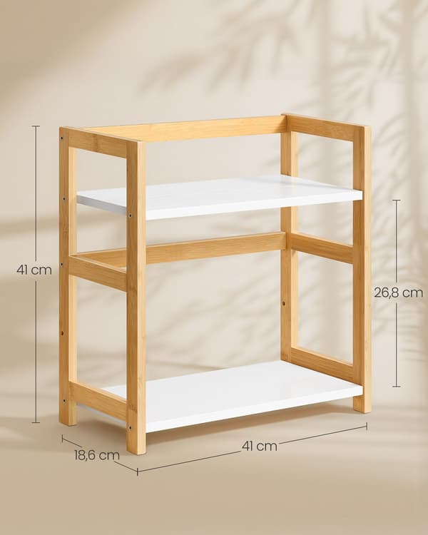 Kryddställ med 2 nivåer, bambu, naturlig beige-vit