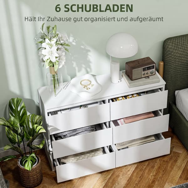 Kommode med 3 skuffer 112x34x75 cm hvid