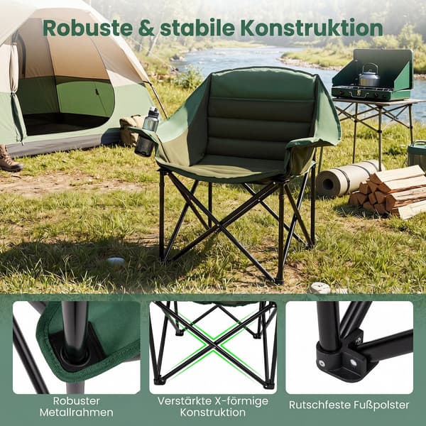 Campingstol 92x69x103,5 cm grøn