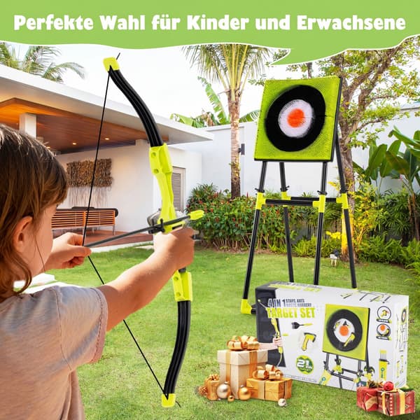 Kasteskyttespil Sæt 4-i-1 70x49,5x140 cm grøn/sort/grå