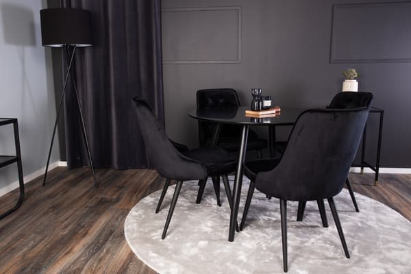 Spisebord og stol sæt Plaza 100x75 cm Sort