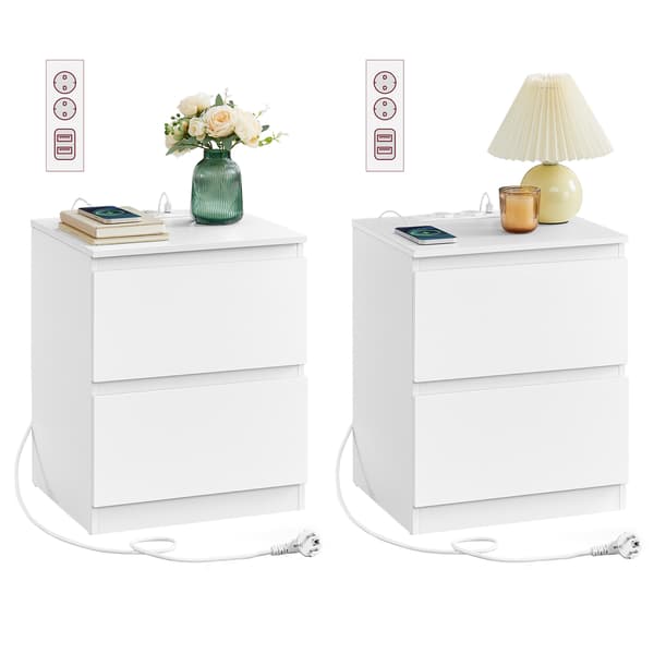 Sängbord Set 40x35x49 cm Vit Förvaring