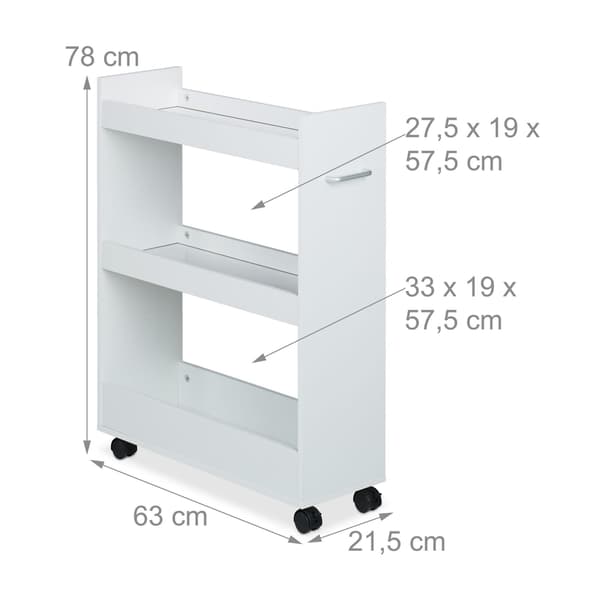Rullvagn 78x21,5x63 cm Vit MDF, Kodustaar