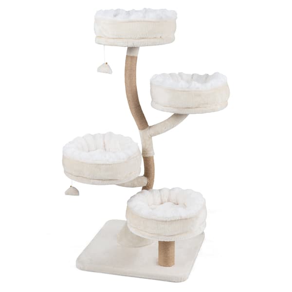 Kattetræ 132 cm 4 platforme 58,5x58,5x132 cm Beige