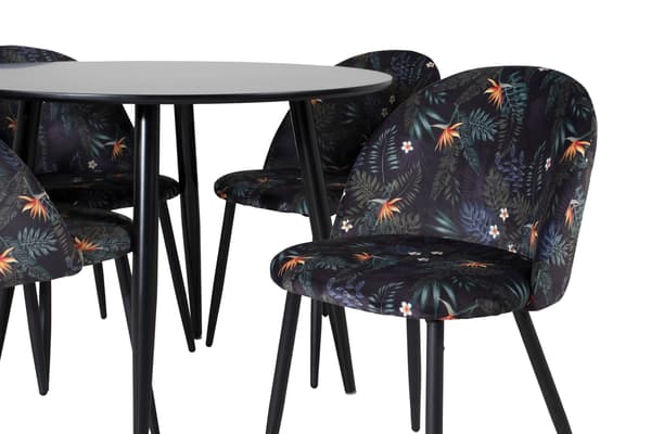 Spisebordssæt Plaza 100x75 cm Sort Stof