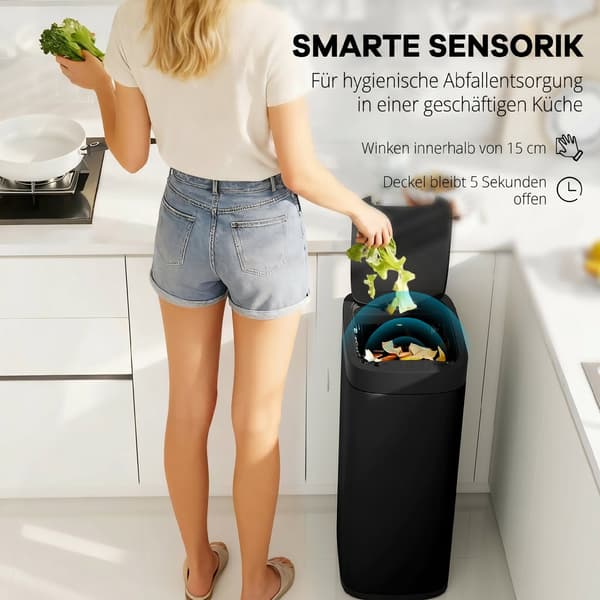 Sensor affaldsspand 50L 26,5x35,5x68 cm sort