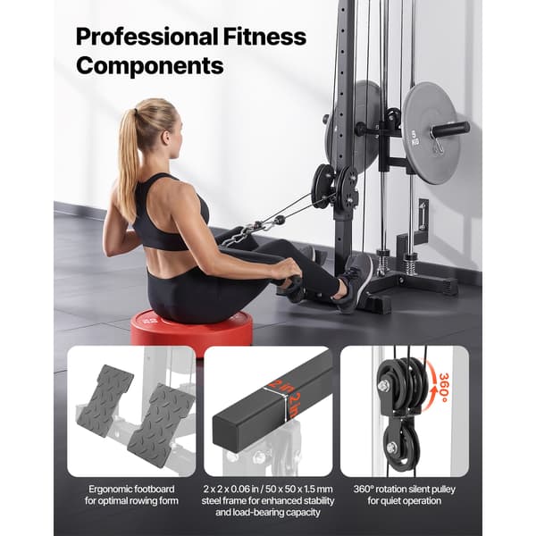 Kabelmaskine 3-i-1 Roning Lat Pulldown 77.5x76x201.5 cm Sort Stål
