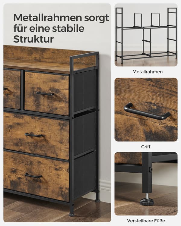 Kommode 98x28,5x85 cm Sort Stof