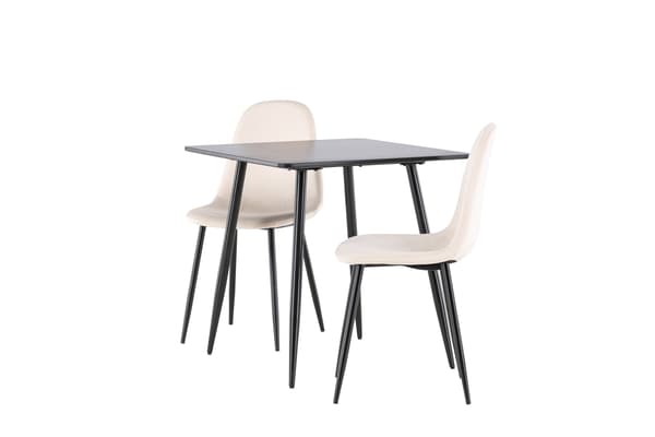 Spisebordssæt Polar 75x75 cm Sort Beige MDF