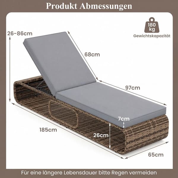 Liggestole 2 stk 185x65x26-86 cm grå