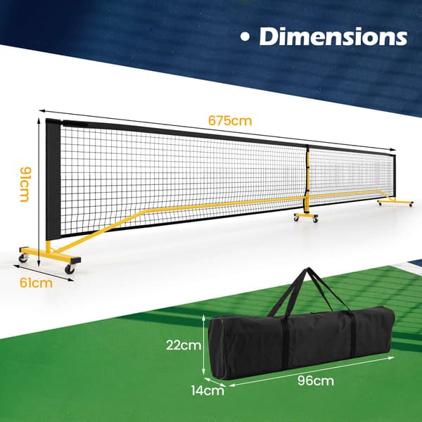 Pickleballnet-system, 674x60,5x92 cm, Sort Gul , Star
