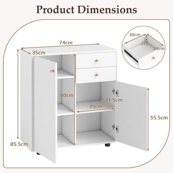Sideboard Buffé Skåp 74x35x85.5 cm Vit, förvaring , Star