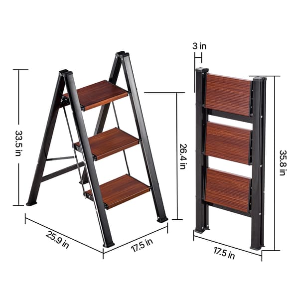 Trappestige 3 trin foldbar 44.5x65x85 cm sort aluminium