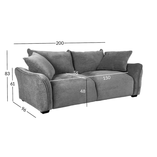 Sofa DIVI 200x96x83 cm gråt stof