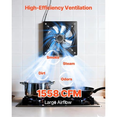 Udsugningsventilator, 35x35x17 cm, Stål, Ventilation