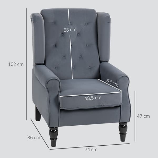 Wingback lænestol 74x86x102 cm grå
