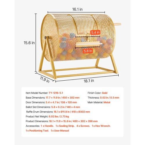 Raffle Ticket Spinner 410xØ302 mm guld