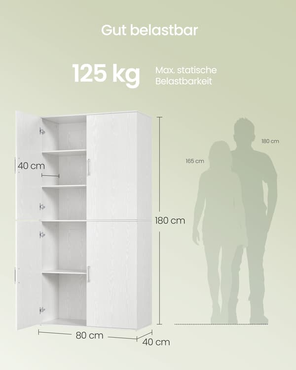 Multifunktionelt Skab 80x40x180 cm Hvid Spånplade