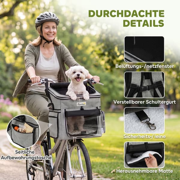 Hundcykelkorg 33x26x35 cm Ljusgrå Polyester