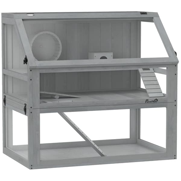 Hamsterbur 80x50x76 cm Ljusgrå Trä