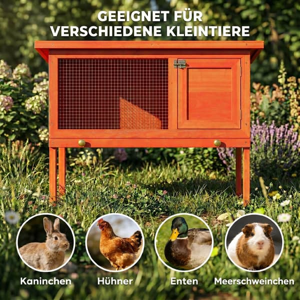 Kaninhus 90x45x65 cm Orange Træ