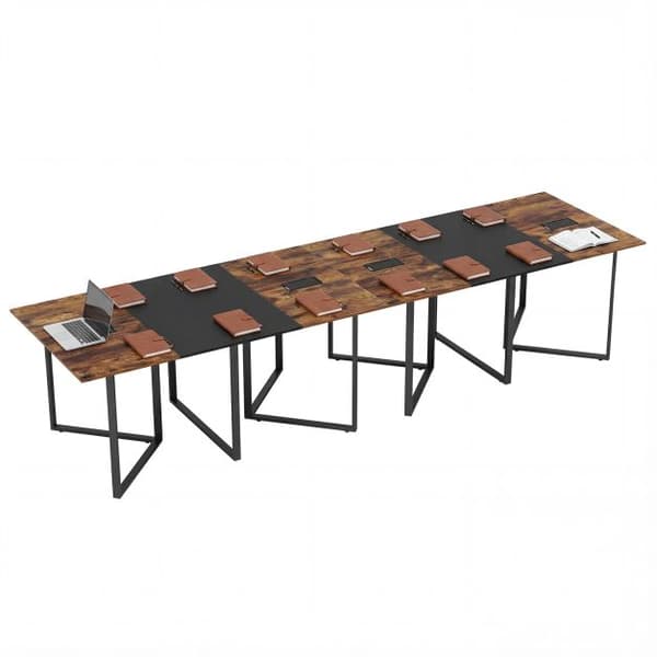 Konferencebord, 180x100x76,5 cm, brun og sort, træ og metal , Star