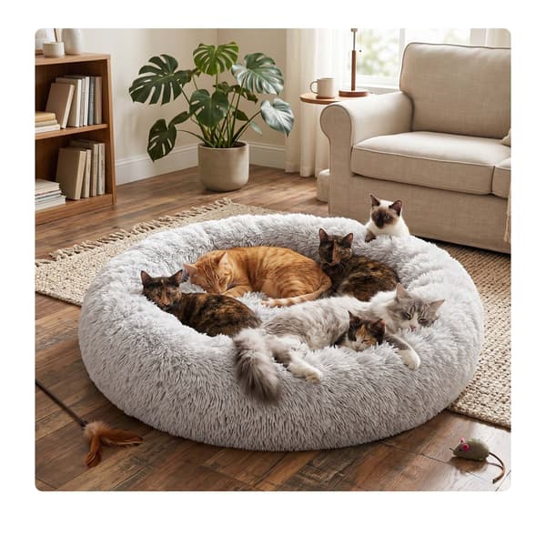 Rund blød hundeseng, grå, 100 cm, Kodustaar