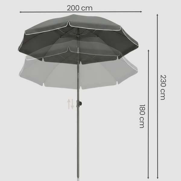 Strandparasol 200x158-218 cm Grå