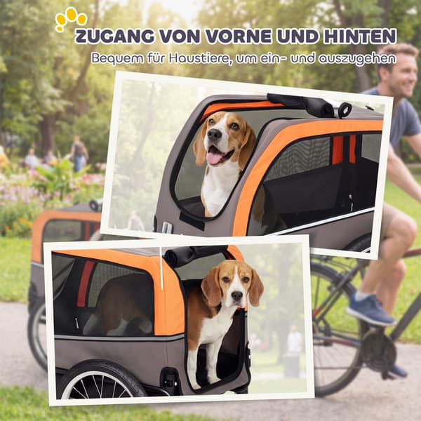 Hundecykelanhænger 127,5x57,5x75,5 cm Orange Polyester