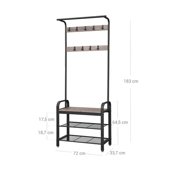 Knagerække 33,7x72x183 cm Sort Opbevaring