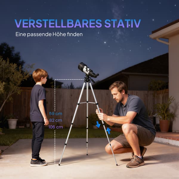 Teleskop 76x76x133 cm Vit Justerbart Stativ