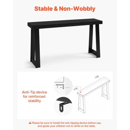 Konsolbord, 140x30,5x81 cm, Sort, Træ