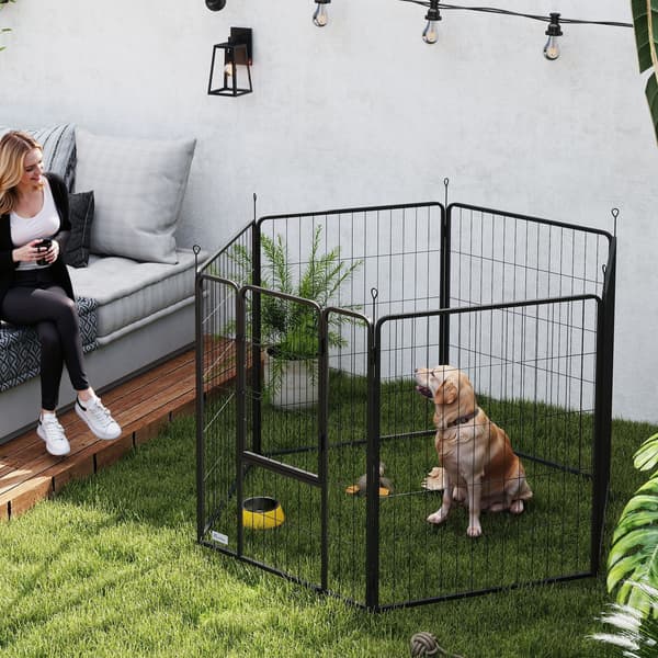 Hundegård, stål, 100 cm høj, sort