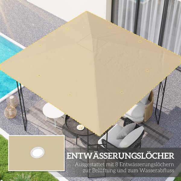 Paviljong Reservtak, 298x298 cm, Beige, Polyester