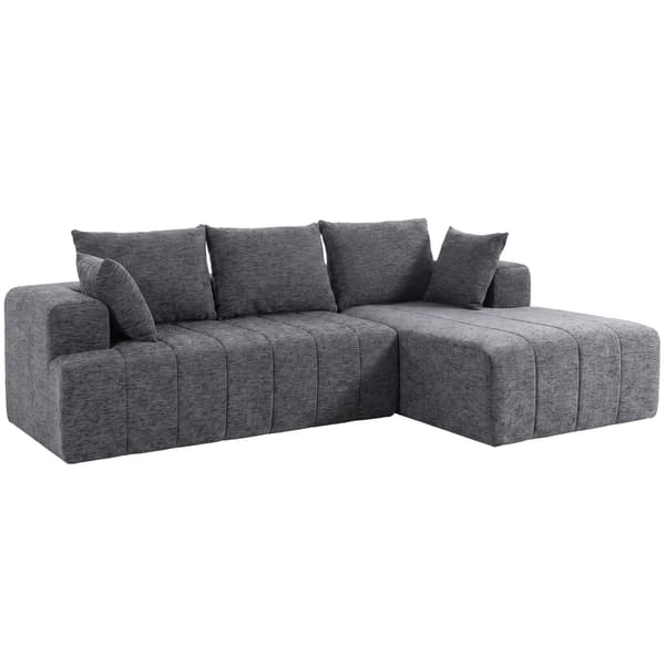Hörnbäddsoffa med ottoman 256x158x85 cm grå