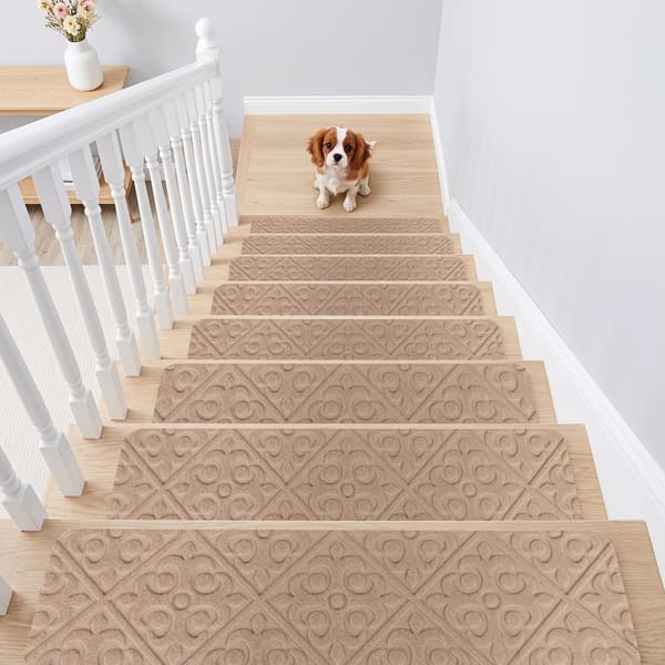Skridsikre trappemåtter 15 stk 76x20 cm beige