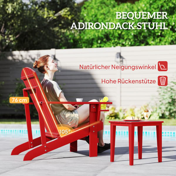 Adirondack-stol 72x97x92 cm Röd trä