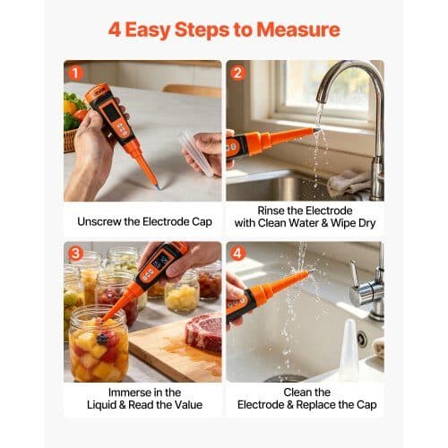 Fødevarer pH-meter PH012 44x44x220 mm orange/sort