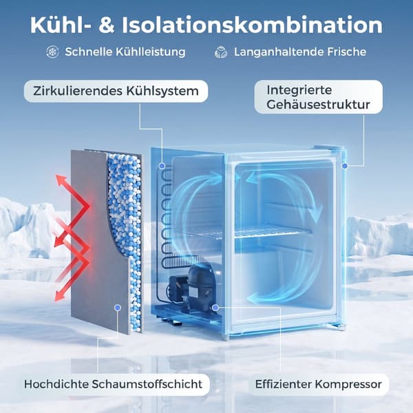 Mini pakastin 35 l, 47 x 44,2 x 48,8 cm, harmaa