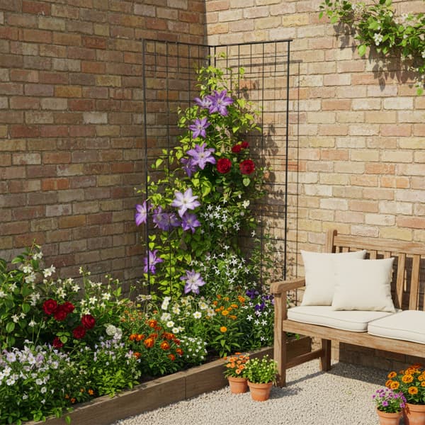 Trellis sæt 193x58x1 cm sort stål, Kodustaar