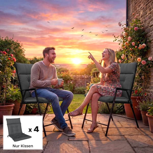Sittdyna Set 4-delar 111,5x53x8 cm Mörkgrå Polyester