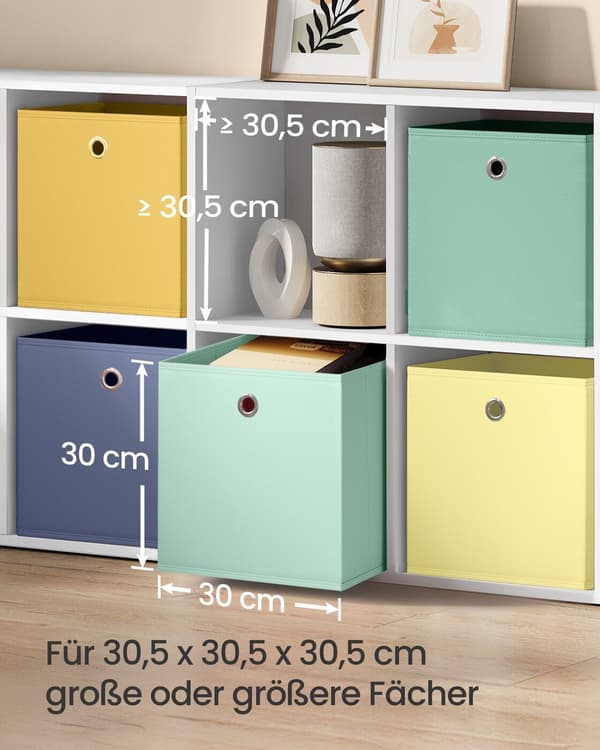Förvaringsbox set, 30x30x30 cm, Guld, Tyg