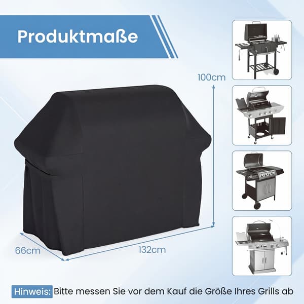 Grillovertræk 132x66x100 cm sort