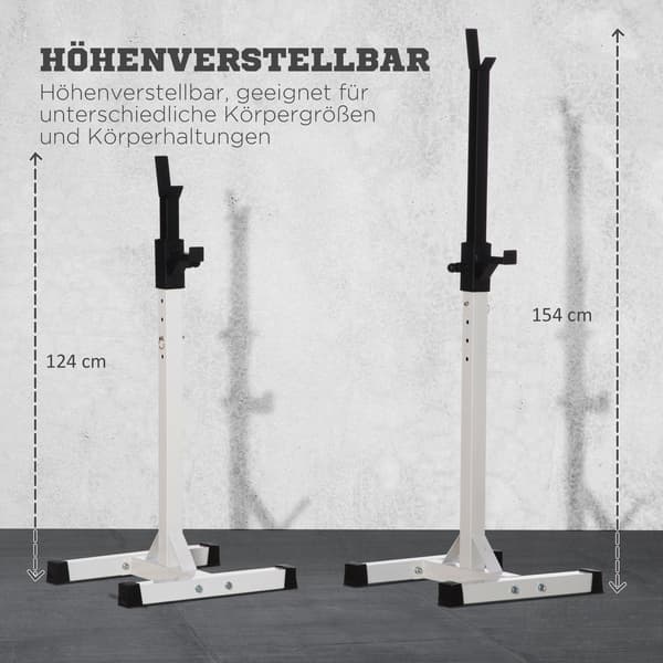 Vægtstangsstativ, Justerbart, 52x48x105-160 cm, Hvid