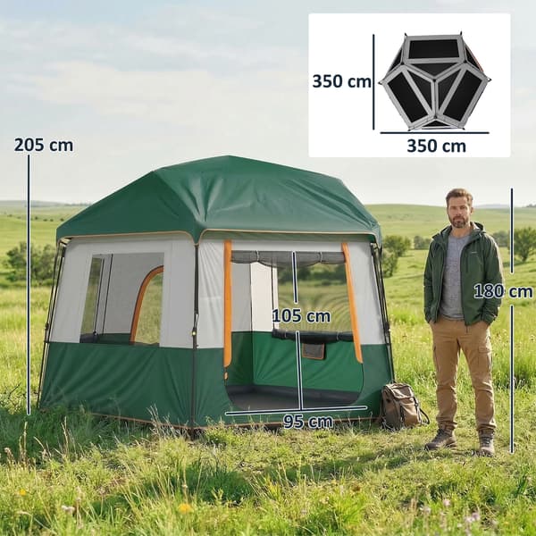 Campingtält 350x350x205 cm Grönt Polyester