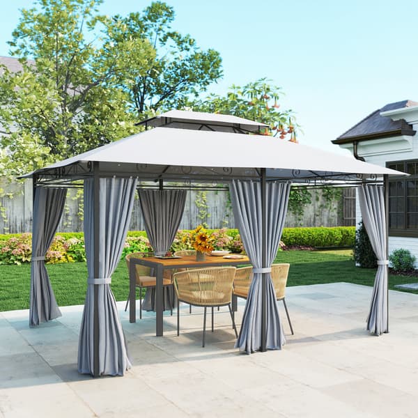 Havepavillon 300x400x280 cm Mørkegrå Stål