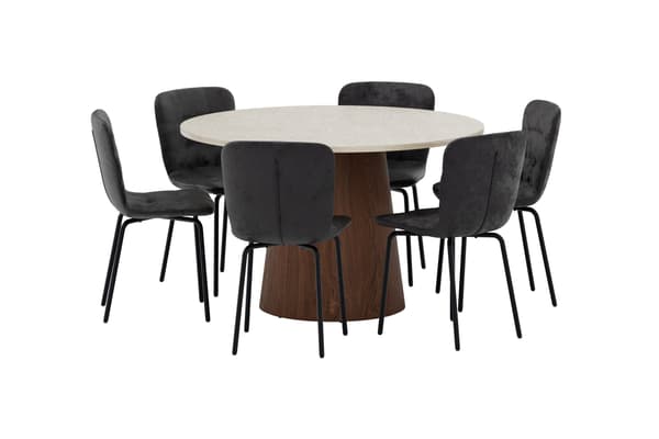 Spisebord Lanzo med 4 Punsch stole 120x75 cm Beige Sort